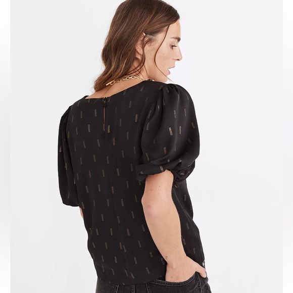 Madewell Metallic Jacquard Puff Sleeve Top - Picture 3 of 16